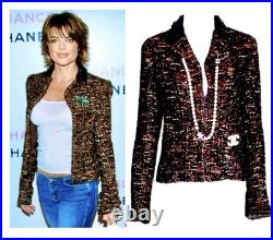 6K Chanel Vintage 2002 Lisa Brown Sequin Jacket 38 40 42 6 8 10 Coat Top Y2K S M