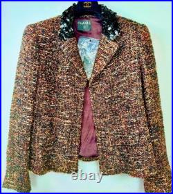 6K Chanel Vintage 2002 Lisa Brown Sequin Jacket 38 40 42 6 8 10 Coat Top Y2K S M