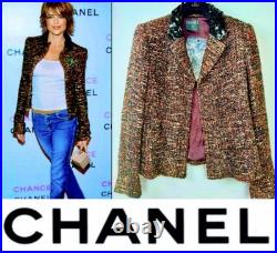 6K Chanel Vintage 2002 Lisa Brown Sequin Jacket 38 40 42 6 8 10 Coat Top Y2K S M