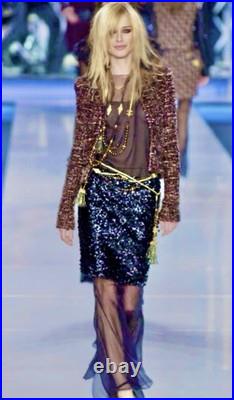 6K Chanel Vintage 2002 Lisa Brown Sequin Jacket 38 40 42 6 8 10 Coat Top Y2K S M