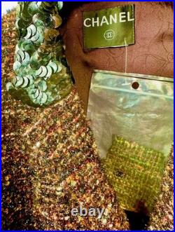 6K Chanel Vintage 2002 Lisa Brown Sequin Jacket 38 40 42 6 8 10 Coat Top Y2K S M