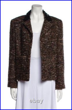6K Chanel Vintage 2002 Lisa Brown Sequin Jacket 38 40 42 6 8 10 Coat Top Y2K S M