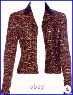 6K Chanel Vintage 2002 Lisa Brown Sequin Jacket 38 40 42 6 8 10 Coat Top Y2K S M