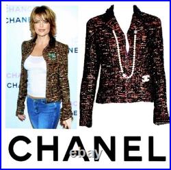 6K Chanel Vintage 2002 Lisa Brown Sequin Jacket 38 40 42 6 8 10 Coat Top Y2K S M