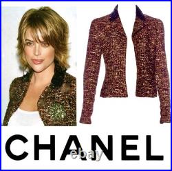 6K Chanel Vintage 2002 Lisa Brown Sequin Jacket 38 40 42 6 8 10 Coat Top Y2K S M