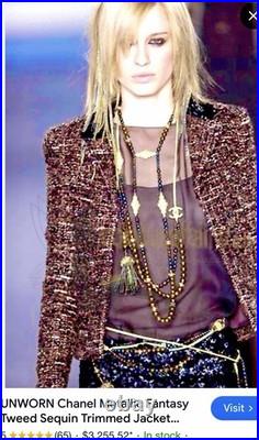 6K Chanel Vintage 2002 Lisa Brown Sequin Jacket 38 40 42 6 8 10 Coat Top Y2K S M