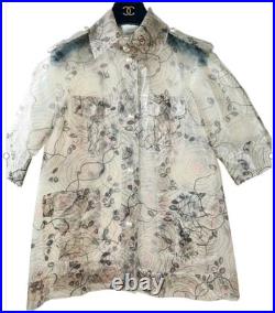Chanel 2012 Clear Tan Pearl Logo Raincoat Jacket 34 36 38 2 4 6 Coat Top S M
