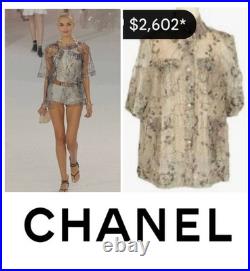 Chanel 2012 Clear Tan Pearl Logo Raincoat Jacket 34 36 38 2 4 6 Coat Top S M