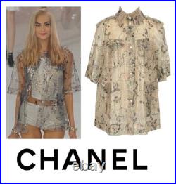 Chanel 2012 Clear Tan Pearl Logo Raincoat Jacket 34 36 38 2 4 6 Coat Top S M