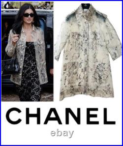 Chanel 2012 Clear Tan Pearl Logo Raincoat Jacket 34 36 38 2 4 6 Coat Top S M