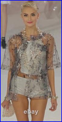 Chanel 2012 Clear Tan Pearl Logo Raincoat Jacket 34 36 38 2 4 6 Coat Top S M
