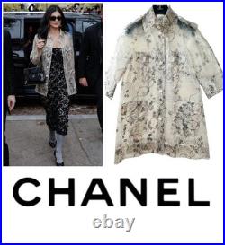 Chanel 2012 Clear Tan Pearl Logo Raincoat Jacket 34 36 38 2 4 6 Coat Top S M