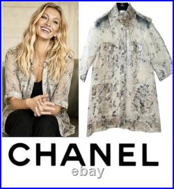 Chanel 2012 Clear Tan Pearl Logo Raincoat Jacket 34 36 38 2 4 6 Coat Top S M