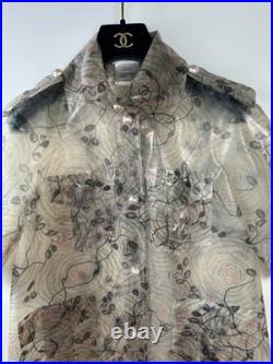 Chanel 2012 Clear Tan Pearl Logo Raincoat Jacket 34 36 38 2 4 6 Coat Top S M