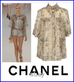 Chanel 2012 Clear Tan Pearl Logo Raincoat Jacket 34 36 38 2 4 6 Coat Top S M