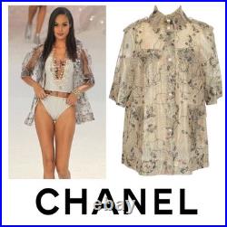 Chanel 2012 Clear Tan Pearl Logo Raincoat Jacket 34 36 38 2 4 6 Coat Top S M