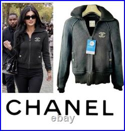 Chanel Vintage 2002 Black Sport Logo Bomber Jacket 34 36 38 2 4 Coat Top Y2K S M