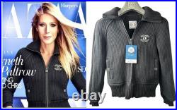 Chanel Vintage 2002 Black Sport Logo Bomber Jacket 34 36 38 2 4 Coat Top Y2K S M