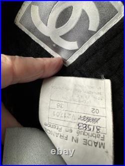Chanel Vintage 2002 Black Sport Logo Bomber Jacket 34 36 38 2 4 Coat Top Y2K S M