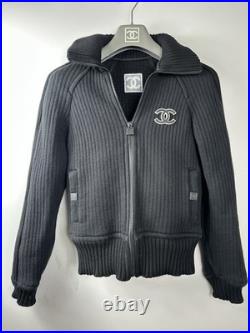 Chanel Vintage 2002 Black Sport Logo Bomber Jacket 34 36 38 2 4 Coat Top Y2K S M