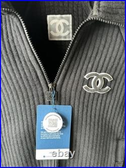 Chanel Vintage 2002 Black Sport Logo Bomber Jacket 34 36 38 2 4 Coat Top Y2K S M