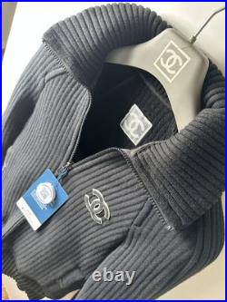 Chanel Vintage 2002 Black Sport Logo Bomber Jacket 34 36 38 2 4 Coat Top Y2K S M Chanel Vintage 2002 Black Sport Logo Bomber Jacket 34 36 38 2 4 Coat Top Y2K S M
