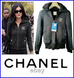 Chanel Vintage 2002 Black Sport Logo Bomber Jacket 34 36 38 2 4 Coat Top Y2K S M Chanel Vintage 2002 Black Sport Logo Bomber Jacket 34 36 38 2 4 Coat Top Y2K S M