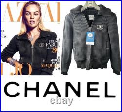 Chanel Vintage 2002 Black Sport Logo Bomber Jacket 34 36 38 2 4 Coat Top Y2K S M