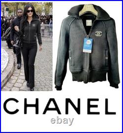 Chanel Vintage 2002 Black Sport Logo Bomber Jacket 34 36 38 2 4 Coat Top Y2K S M