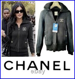 Chanel Vintage 2002 Black Sport Logo Bomber Jacket 34 36 38 2 4 Coat Top Y2K S M