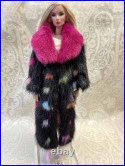 Confetti Mink Fur Long Coat for Silkstone Barbie Fashion Royalty dolldimitha