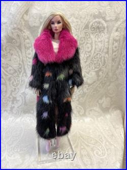 Confetti Mink Fur Long Coat for Silkstone Barbie Fashion Royalty dolldimitha