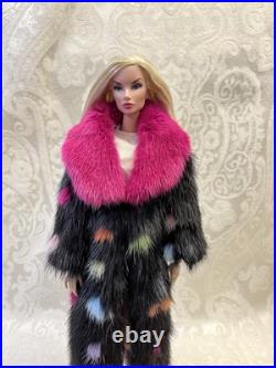 Confetti Mink Fur Long Coat for Silkstone Barbie Fashion Royalty dolldimitha