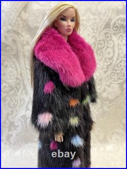 Confetti Mink Fur Long Coat for Silkstone Barbie Fashion Royalty dolldimitha