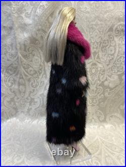 Confetti Mink Fur Long Coat for Silkstone Barbie Fashion Royalty dolldimitha