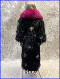 Confetti Mink Fur Long Coat for Silkstone Barbie Fashion Royalty dolldimitha