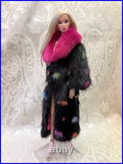 Confetti Mink Fur Long Coat for Silkstone Barbie Fashion Royalty dolldimitha