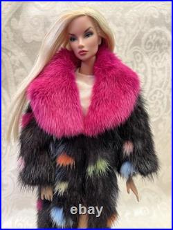 Confetti Mink Fur Long Coat for Silkstone Barbie Fashion Royalty dolldimitha