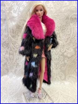 Confetti Mink Fur Long Coat for Silkstone Barbie Fashion Royalty dolldimitha