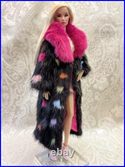 Confetti Mink Fur Long Coat for Silkstone Barbie Fashion Royalty dolldimitha