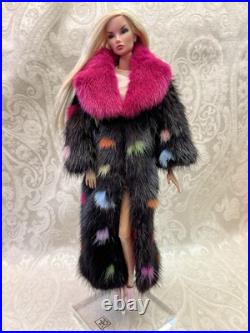 Confetti Mink Fur Long Coat for Silkstone Barbie Fashion Royalty dolldimitha