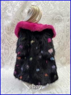 Confetti Mink Fur Long Coat for Silkstone Barbie Fashion Royalty dolldimitha