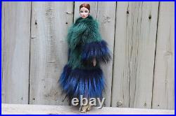 Green Mink Blue Fox Fur Coat 4 Silkstone Barbie Fashion Royalty dollsdimitha