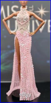 OOAK Fashion Royalty Fully Beaded Pink Gown. Fits Most 11 1/2 To 12 Dolls OOAK Fashion Royalty Fully Beaded Pink Gown. Fits Most 11 1/2 To 12 Dolls