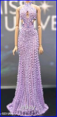 OOAK Fashion Royalty Fully Beaded Purple Gown. Fits Most 11 1/2 To 12 Dolls