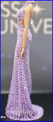 OOAK Fashion Royalty Fully Beaded Purple Gown. Fits Most 11 1/2 To 12 Dolls