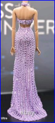 OOAK Fashion Royalty Fully Beaded Purple Gown. Fits Most 11 1/2 To 12 Dolls