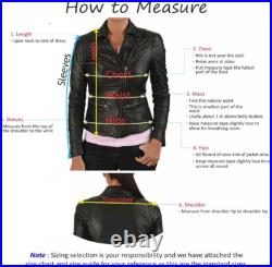 Women's Genuine Lambskin Leather Vintage Motorcycle Jacket Rub Off Faded Coat